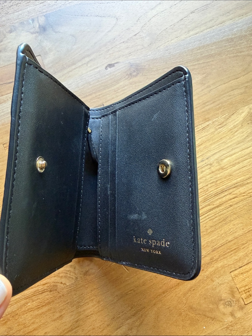kate spade Two-Tone Taupe and Black Compact Wallet - Picture 3 of 3